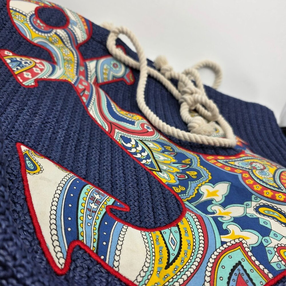 Vera Bradley Navy Straw Anchor Beach Tote - Picture 8 of 8